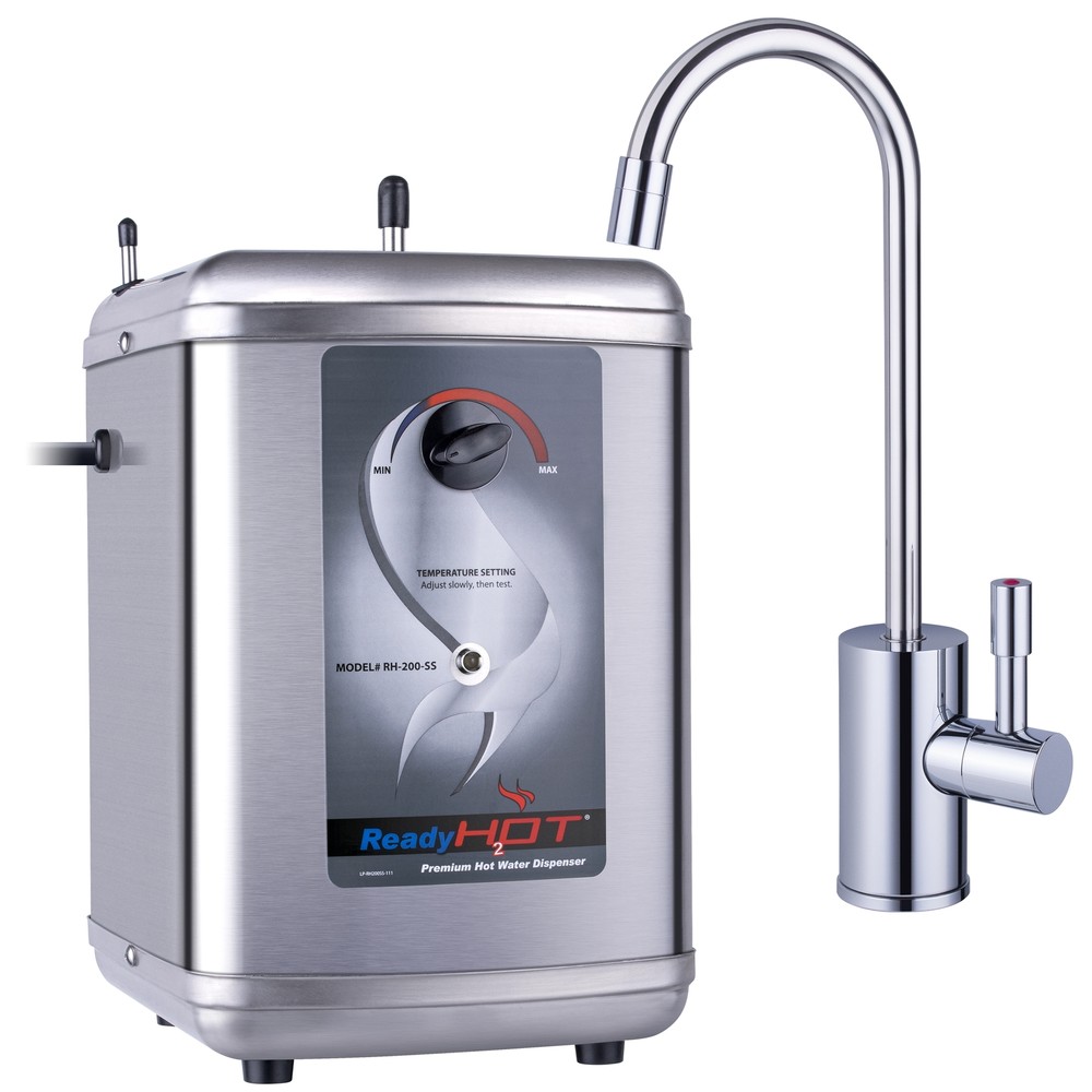 Ready Hot 1300W Hot Water Dispenser, Manual Dial, Polished Chrome 1 Lever Faucet