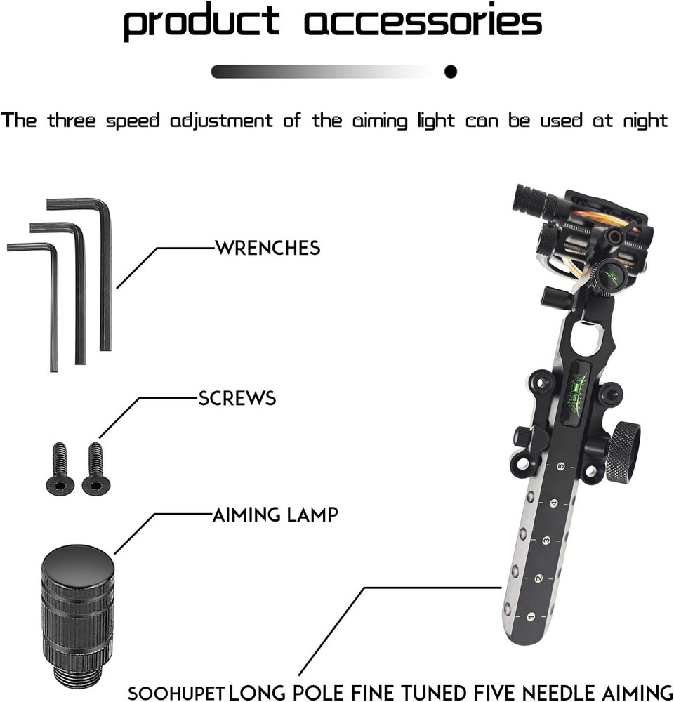 Archery Bow Sight with Aiming Lamp and Micro-Click Adjustments