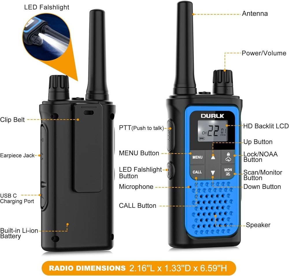 Walkie Talkies for Adults Long Range 2 Pack, 2 PACK, Orange & Blue