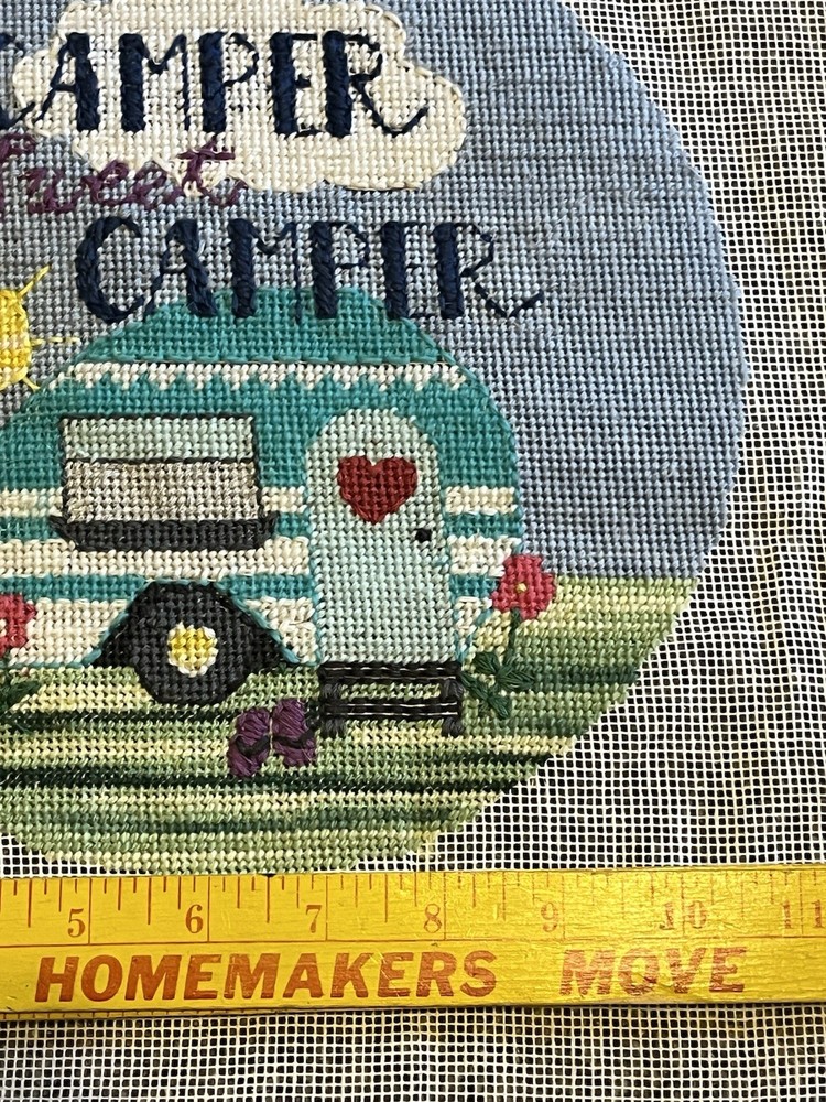 Completed Camper Sweet Camper Needlepoint