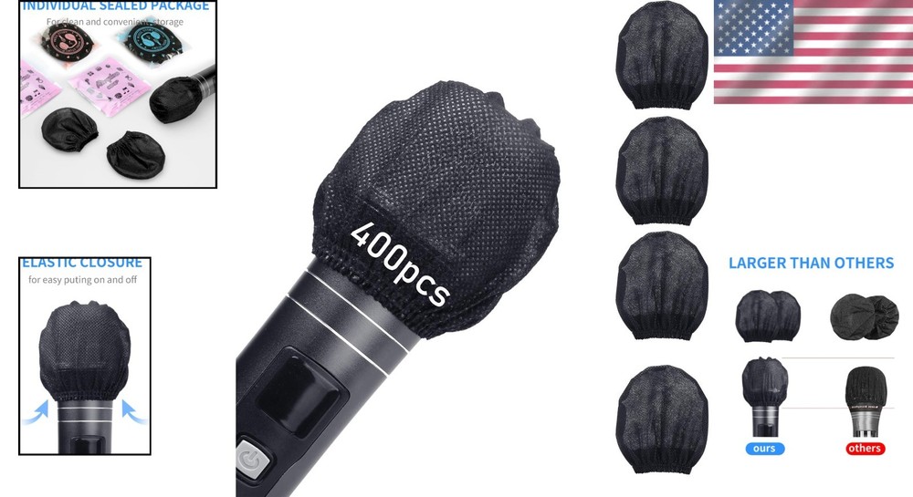 Sanitary Microphone Cover 400 Pack Black