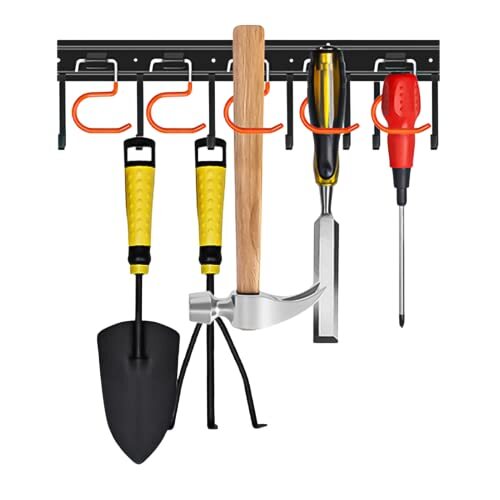 17'' All Metal Garden Tool Organizer Adjustable Garage Tool Organizer Wall