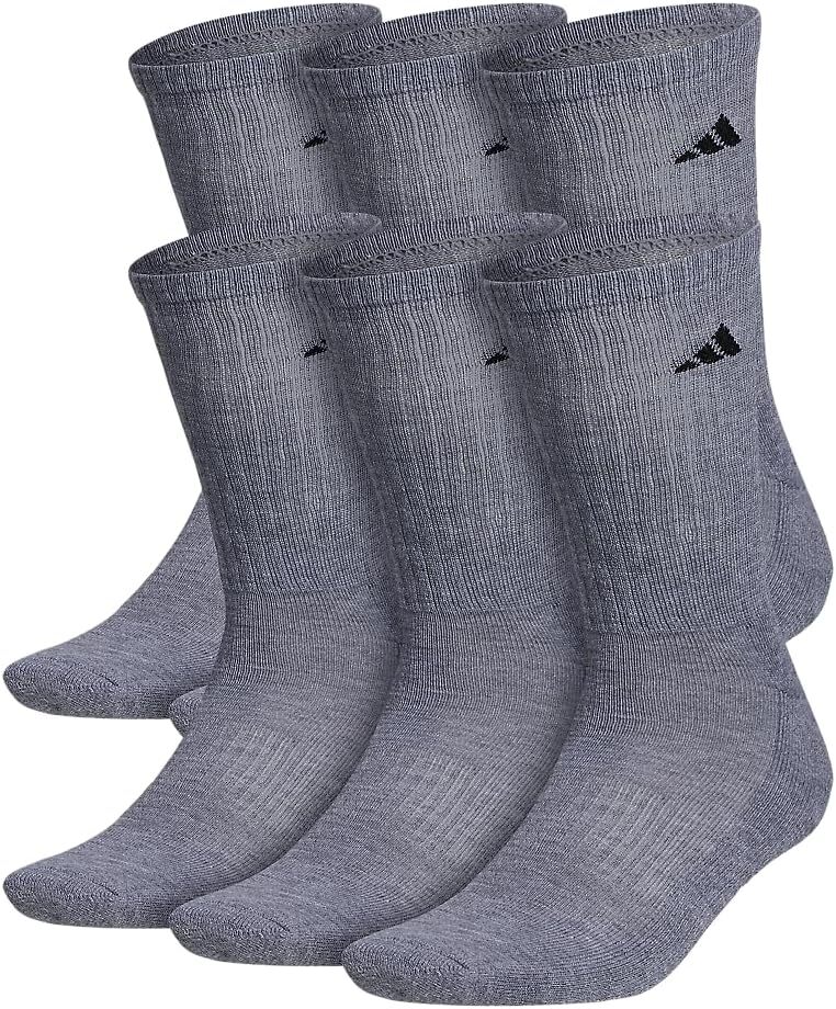 Adidas Men's Athletic Cushioned Crew Socks Arch Compression Secure Fit (6-Pair)