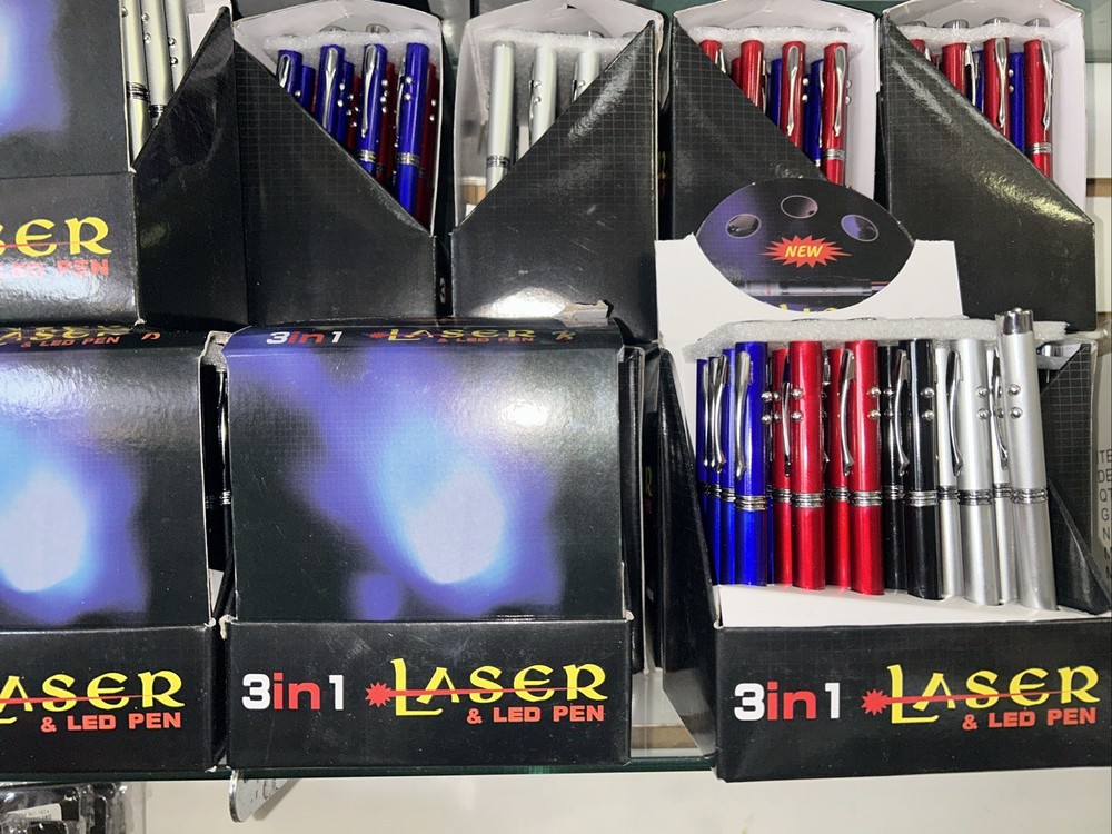 60pcs Laser Pointer Ballpoint Pens Red Point Visible Beam Lazer Flashlight