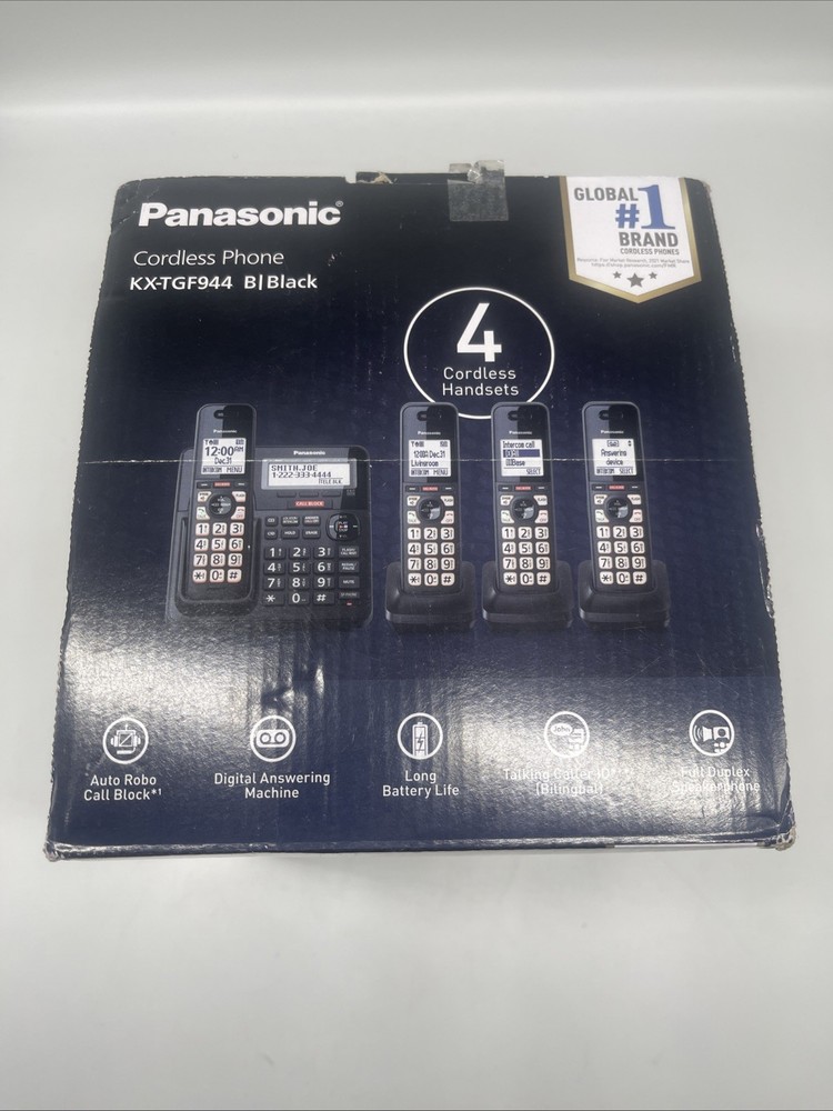 Panasonic Cordless Phone System Answering Machine 4 Handset Bluetooth New!!