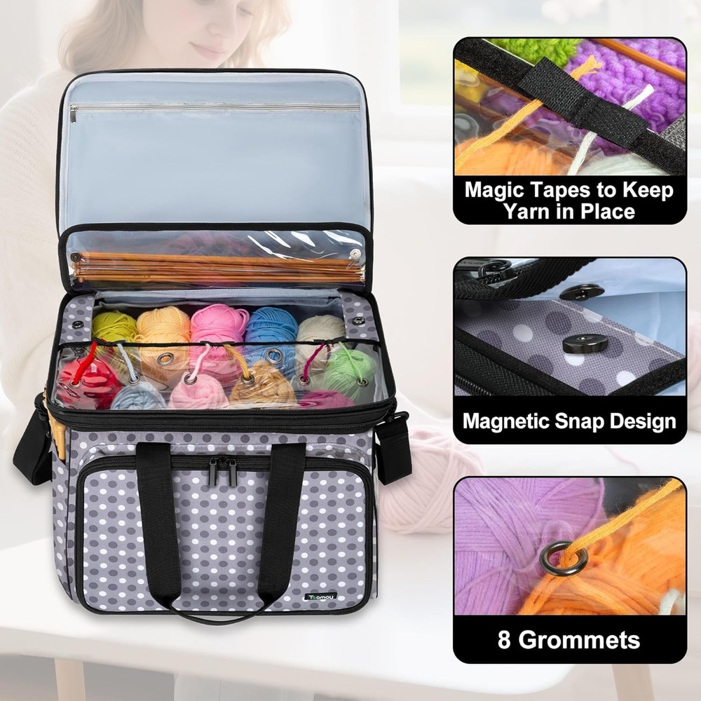 Durable Knitting Bag with Adjustable Strap and Protective Cover - Ideal Gift