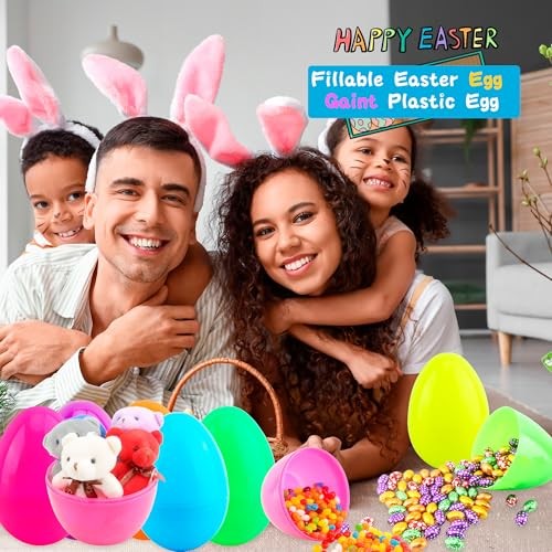 36 Pack 5 Inch Fillable Easter Eggs Large Plastic Easter Egg Colorful Easter