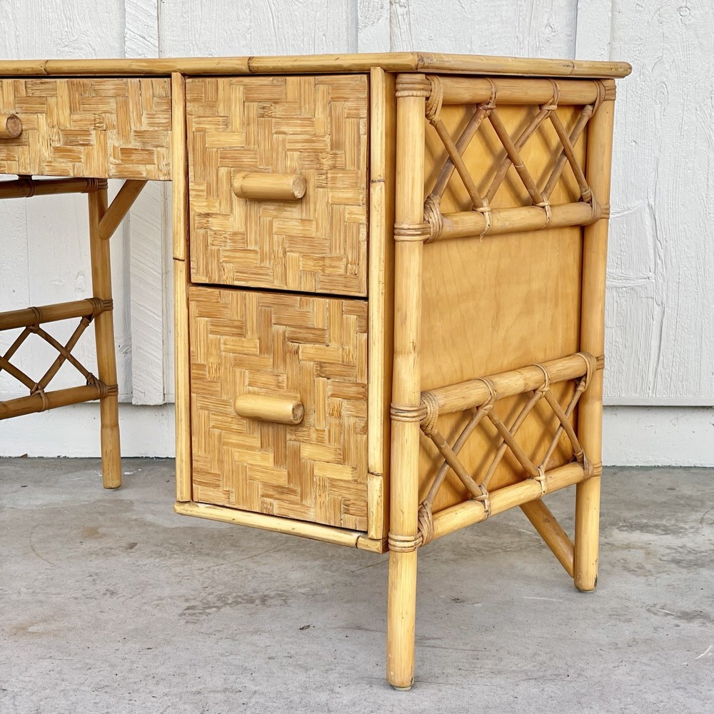 1970s Rattan Coastal Desk