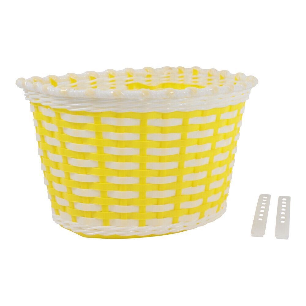Plastic Weave Basket Yellow/White