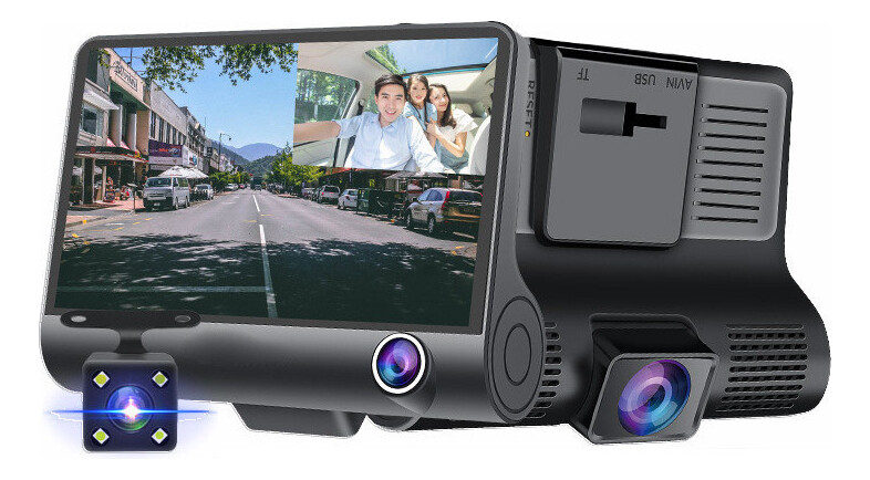 1 set Three Camera Front+interior+rear Hd Driving Record