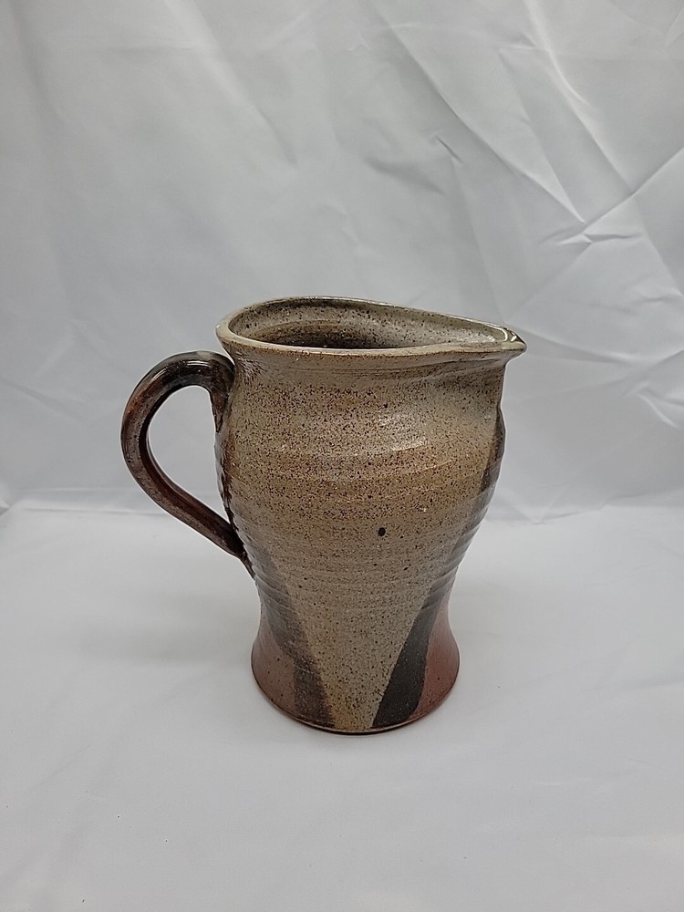 Unique Vintage Hand Thrown Pitcher Signed Salt Glaze