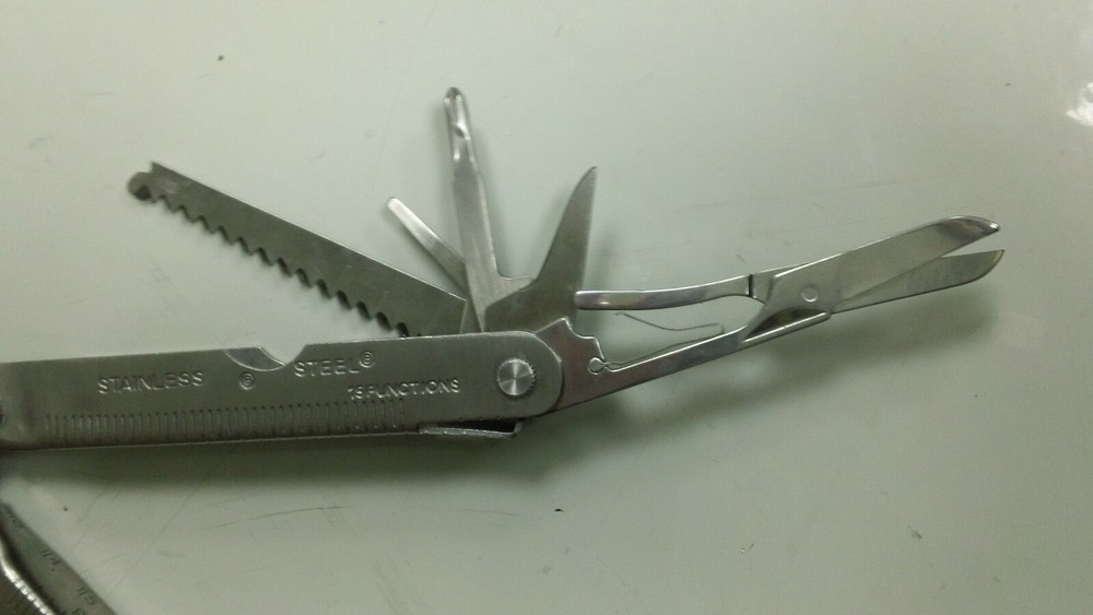 Wolverine 15 Function Multi-Tool Stainless Steel Folding Knife Scissors Ruler