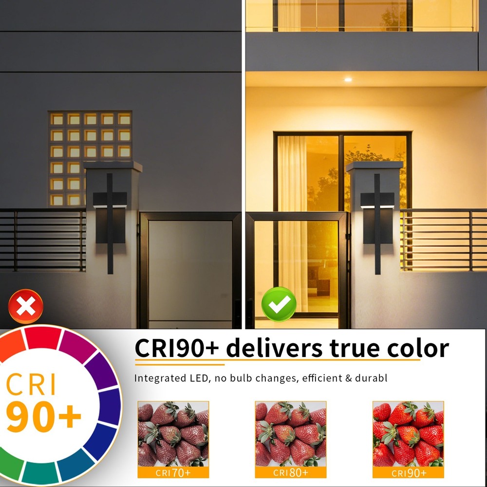 1-2 Pack 16.5 in. Black Outdoor Wall Light