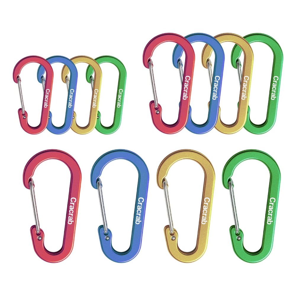 12Pcs Carabiner Small (2"), Medium (2.4"), Large (2.8"), Multiple Colors