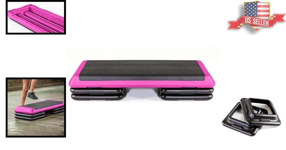 Durable Aerobic Step Platform with 4 Risers - Adjustable Height for Home Workout