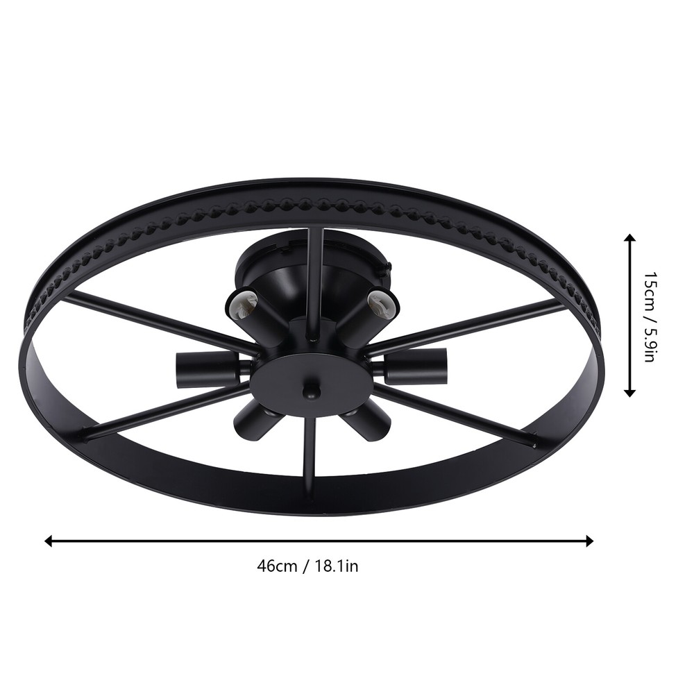 18In Wagon Wheel Ceiling Light 6-Lights Retro Chandelier E12 / E14 Kitchen Cabin