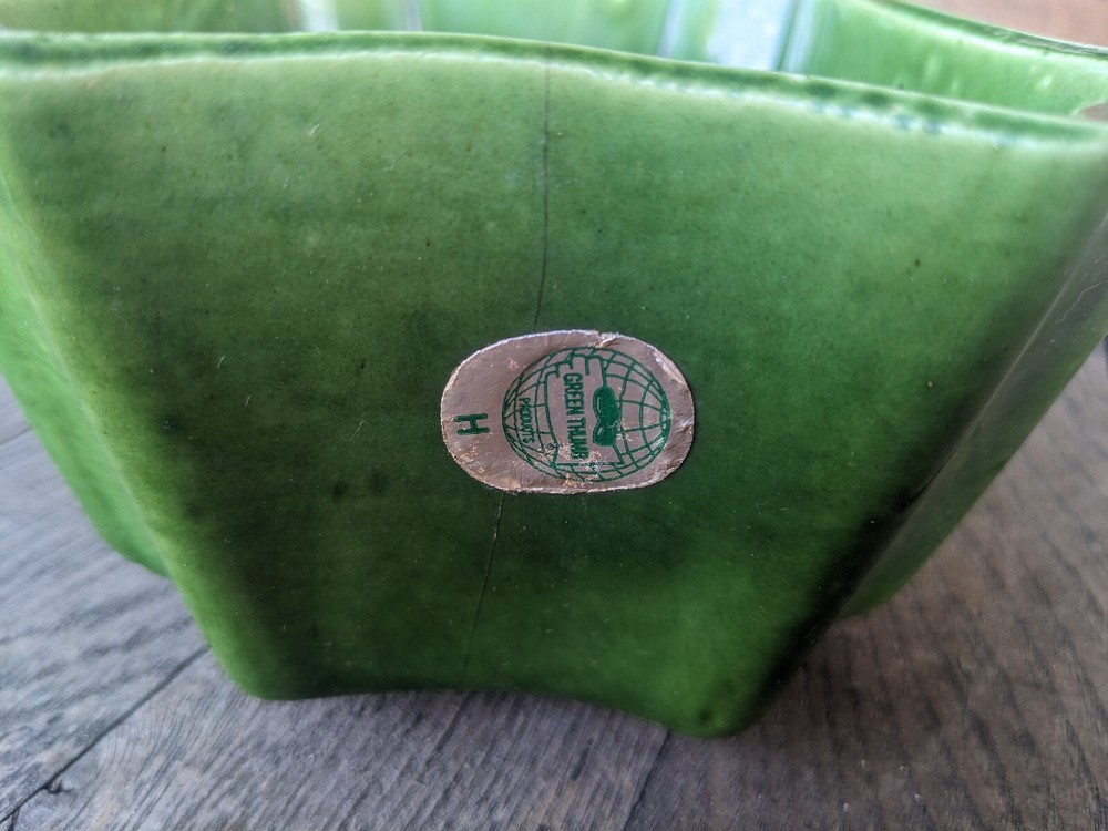 Vintage UPCO Solid Green Rectangular Planter #592