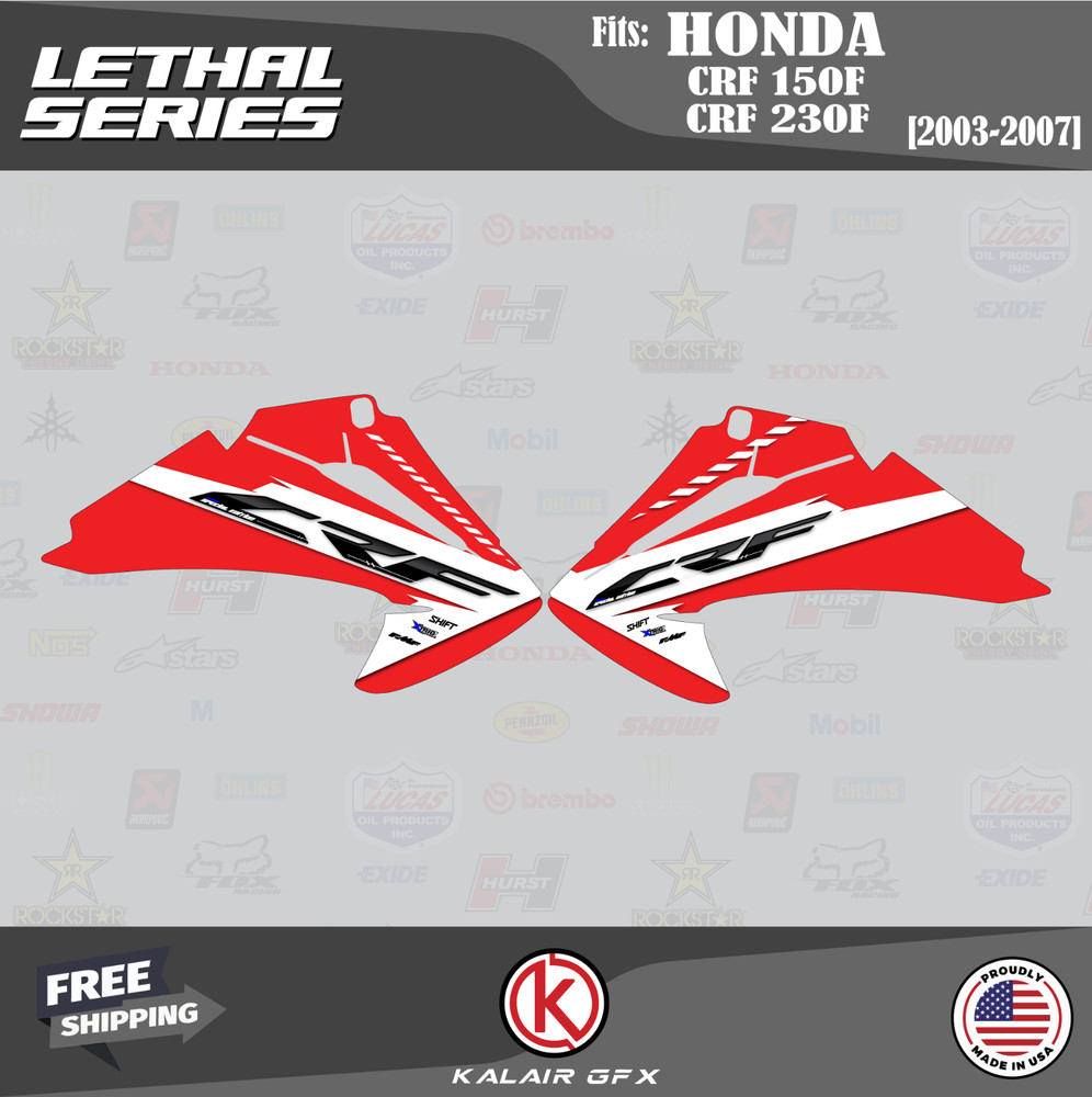 Graphics Kit for HONDA CRF150F CRF230F (2003-2007) Lethal Series - Red