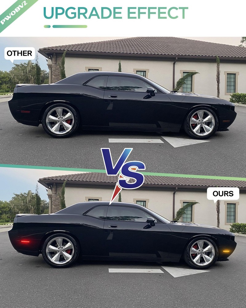 Dynamic Front Rear Bumper LED Side Marker Lights For 2008-2014 Dodge Challenger
