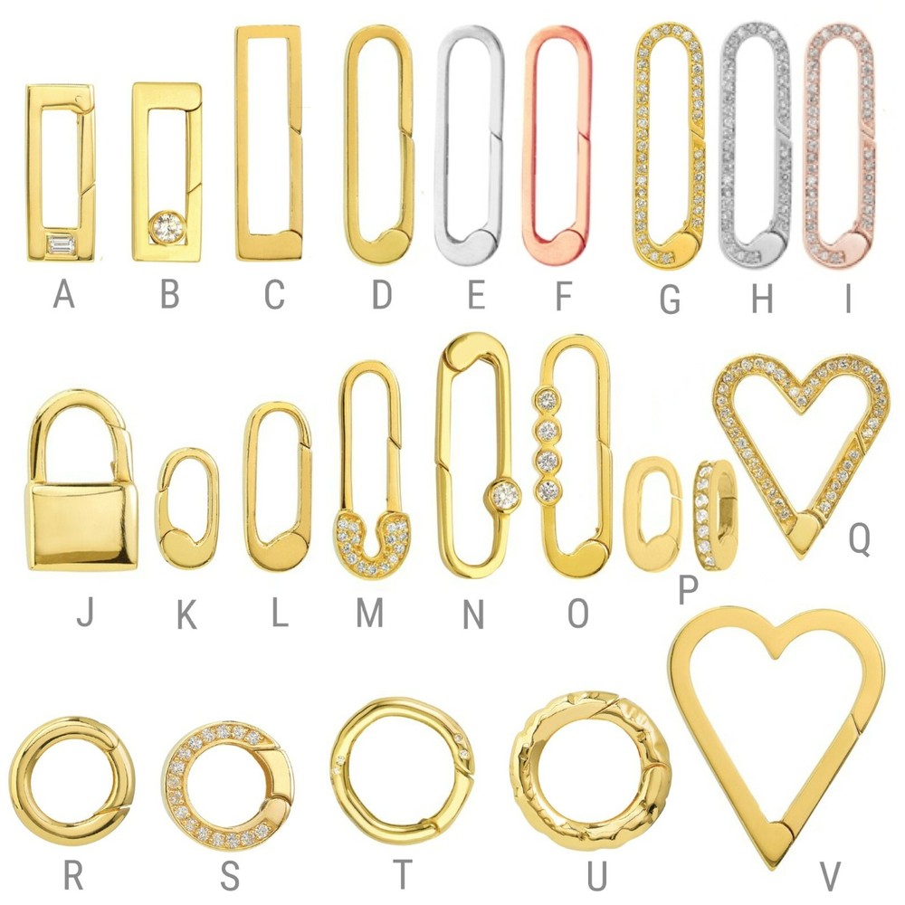 Diamond Enhancer Charm Connector Push Lock Hinged Pendant Holder 14K Solid Gold