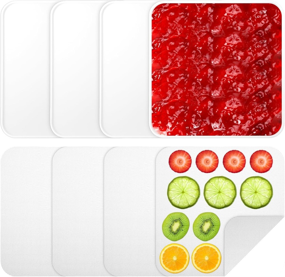 4 PCS Silicone Dehydrator Sheets, Dehydrator Sheets with Edge Dehydrators Trays