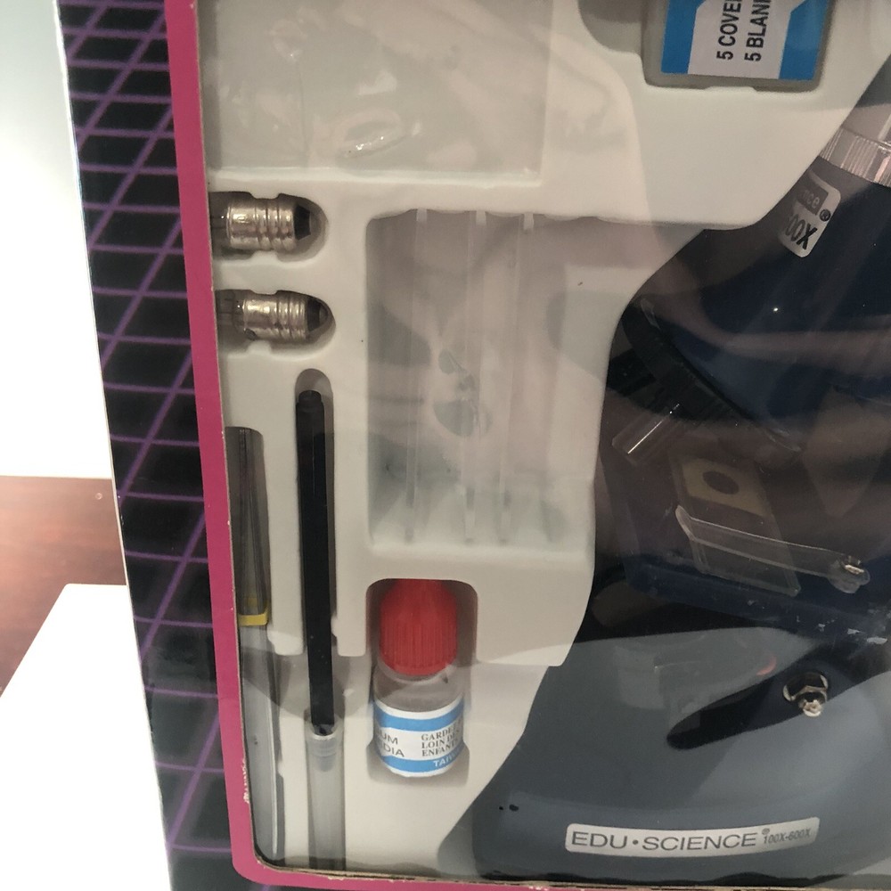 NIB VINTAGE 1989 EDU SCIENCE MICROSCOPE SET WITH LIGHT