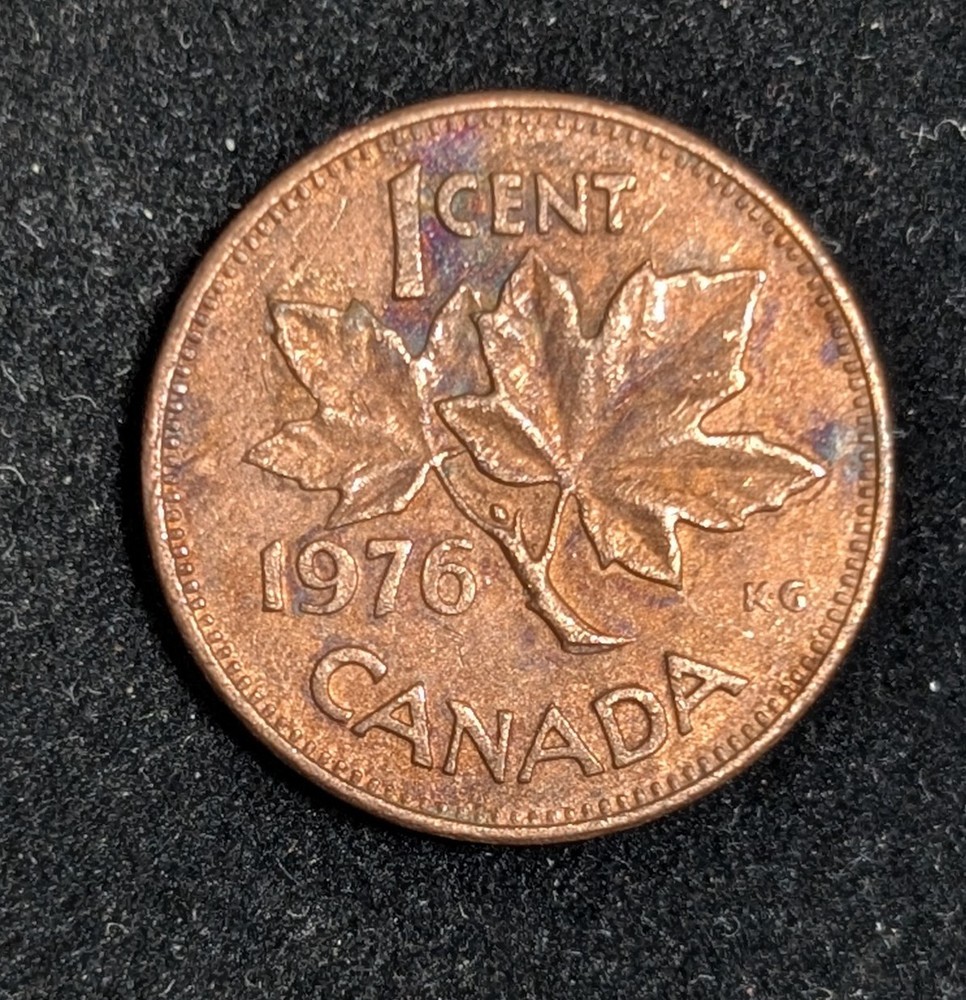 1976 Canada 1 Cent Circulated KM# 59.1 Brown