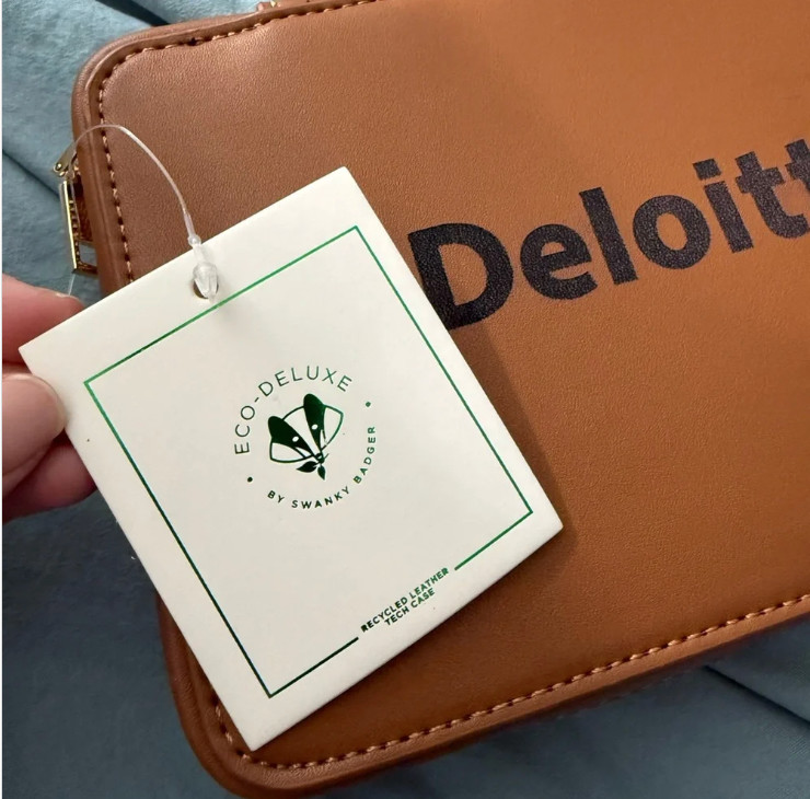 NWT Deloitte Recycled Leather Tech Case