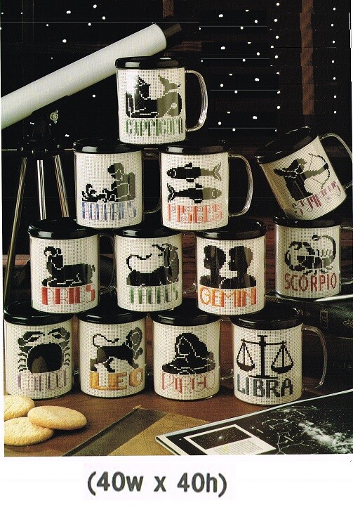 ZODIAC MUGS  CROSS STITCH PATTERNS ONLY  -  QQ5