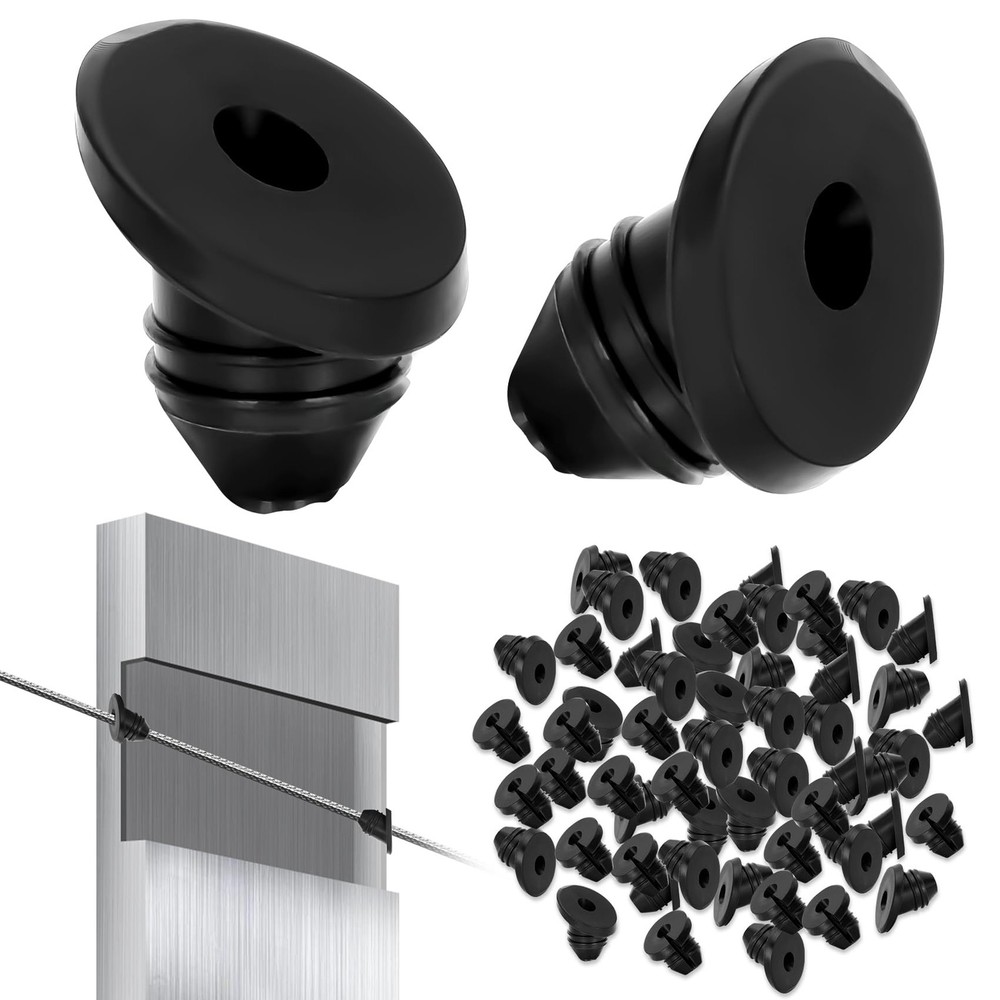 100 Pack 30 Degree Black Cable Railing Rubber Grommets Protector Sleeve, 1/8"...