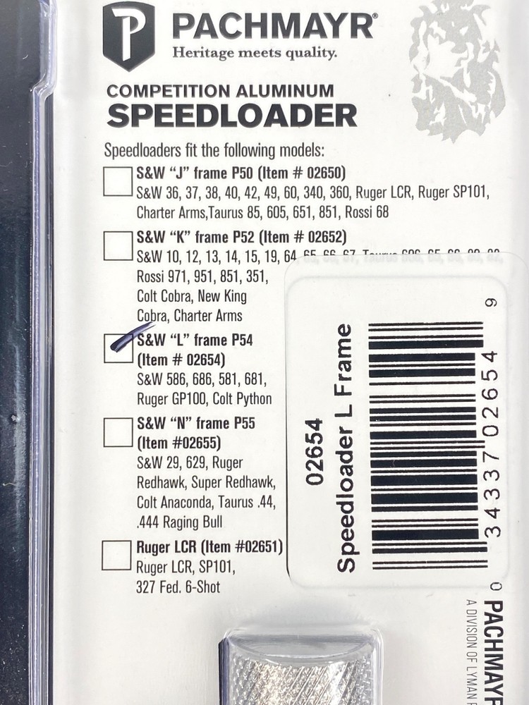 Pachmayr S&W L Frame & Ruger GP100, Colt Python Speedloader 6 rd - 02654