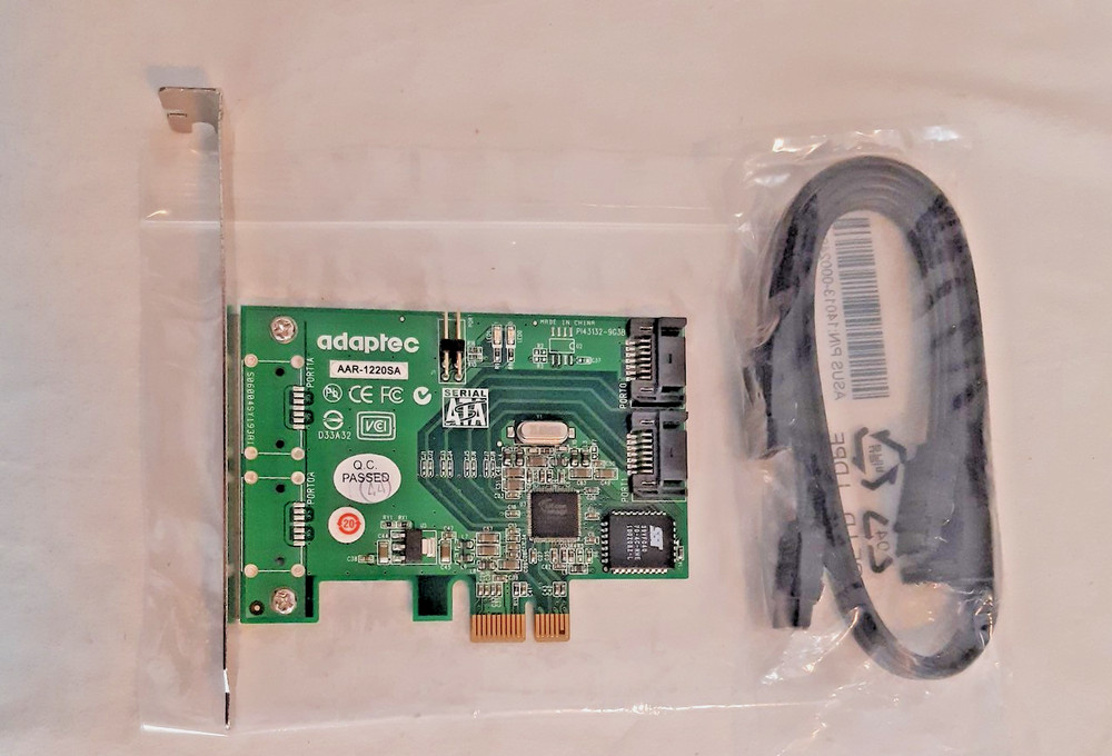 Adaptec AAR-1220SA, 2-port SATA II (3Gb/s) RAID controller, PCIe x1 interface