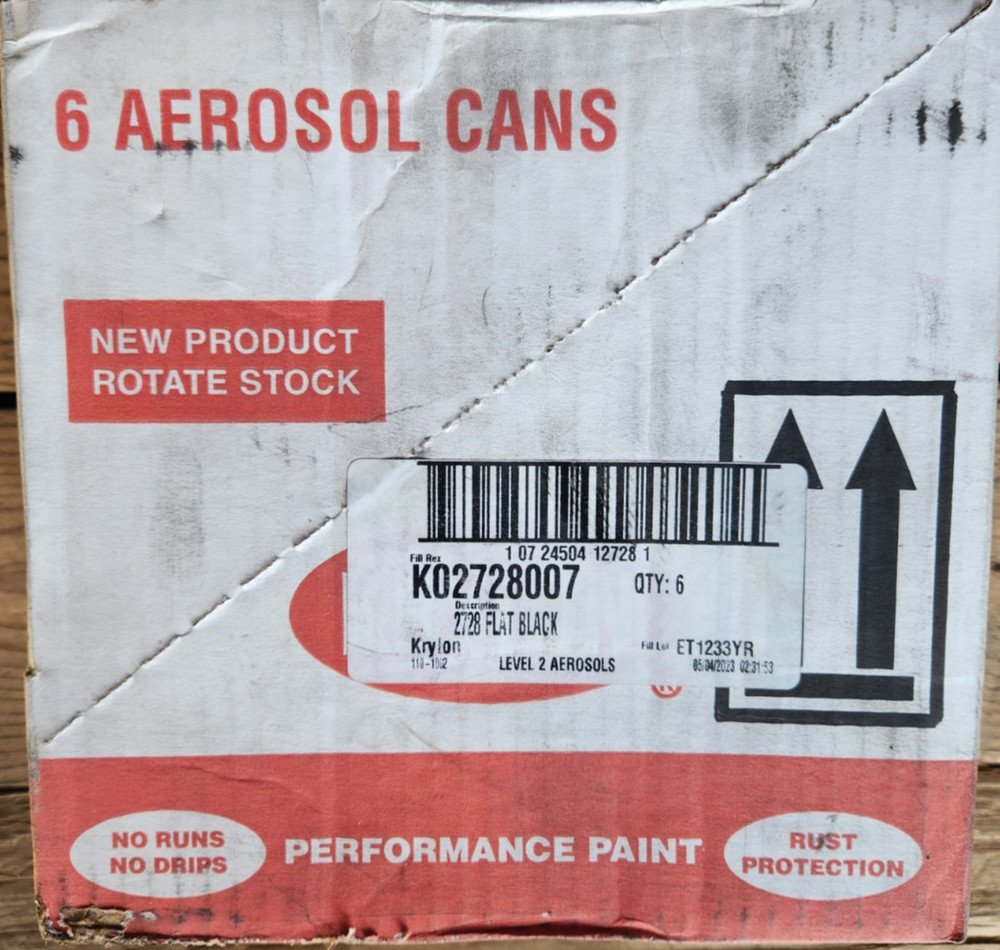 (6 Pk) Krylon K02728007 Rust Preventative Spray Paint Black, Flat, Solvent 12 oz