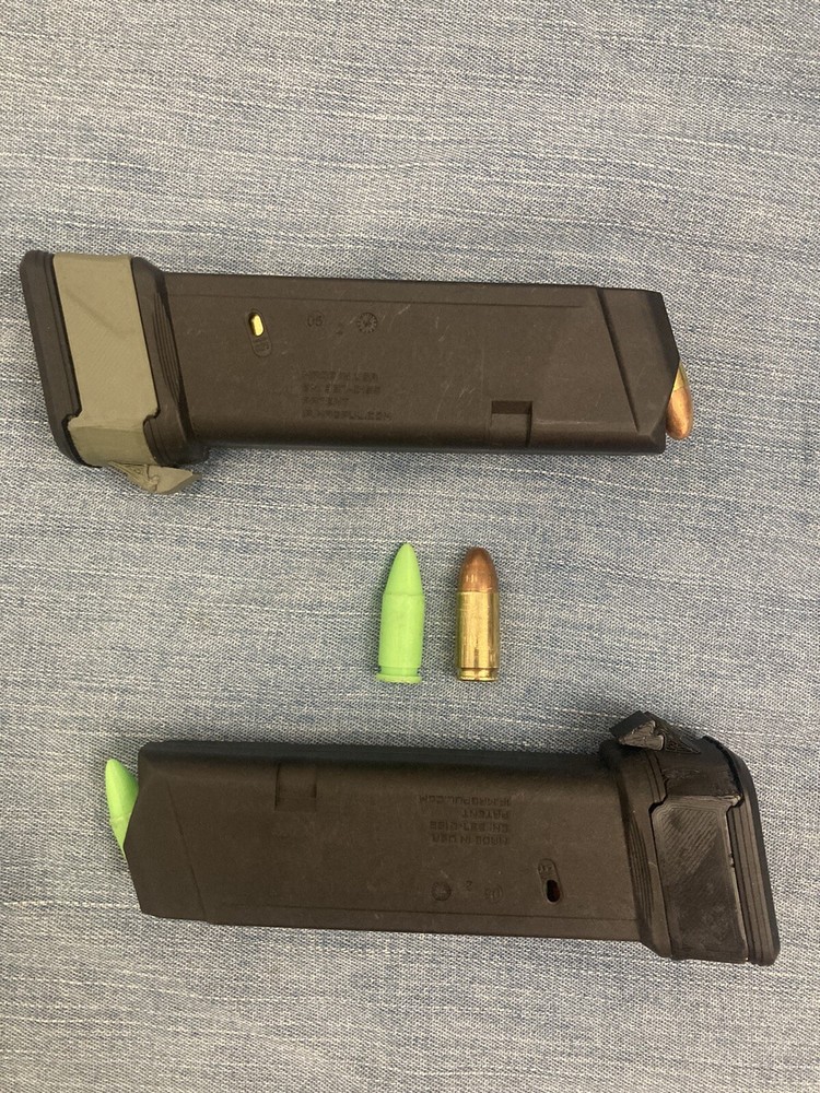 9mm Snap Cap Dummy Rounds, Neon Green