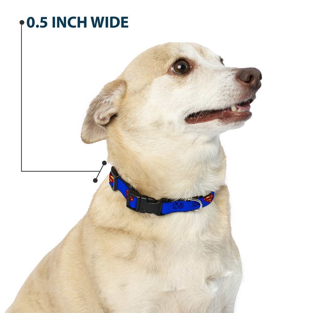 Plastic Clip Collar Superman Shield Blue Small 9.5-13"