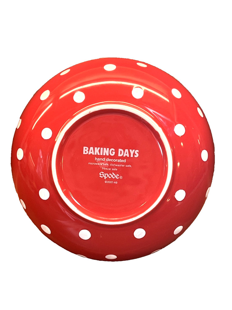 Spode Baking Days Red with White Dots Pasta Bowl 7" New