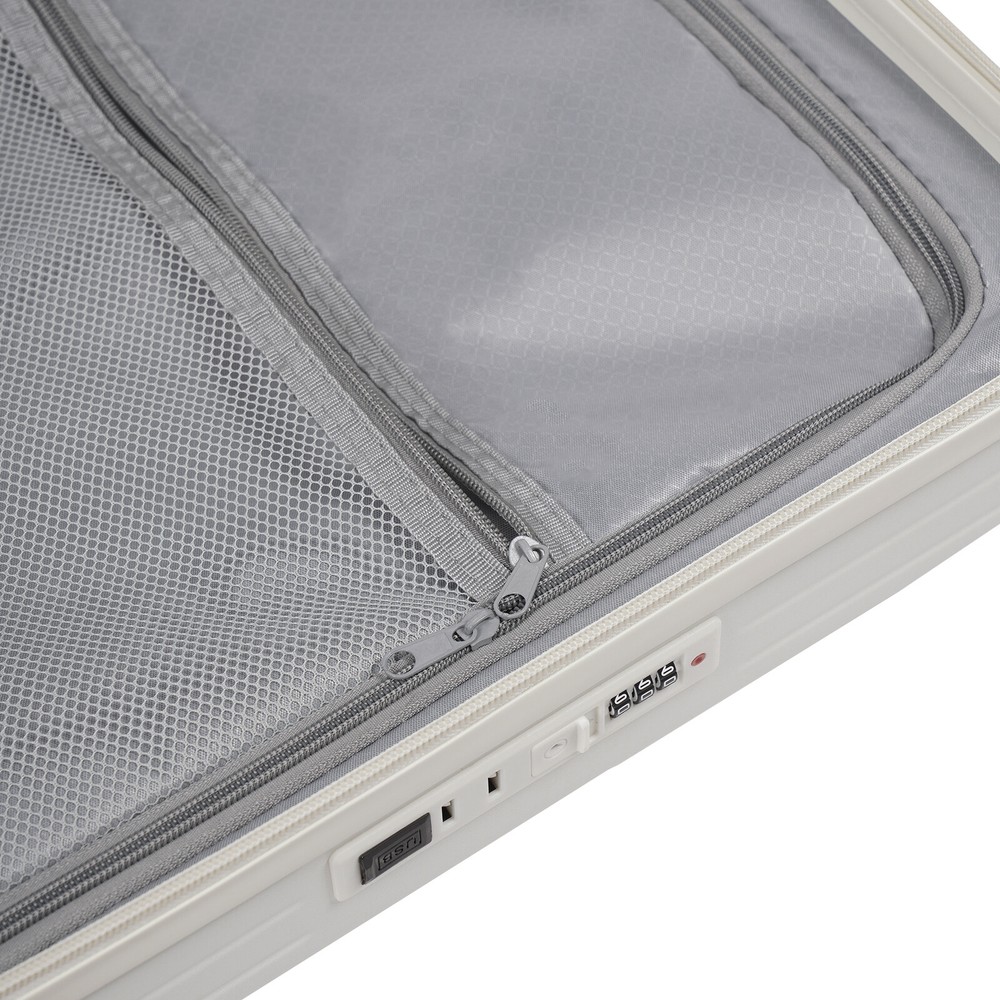 18" front Open Multi-function Suitcase Password Suitcase W/ USB Port+Cup holder