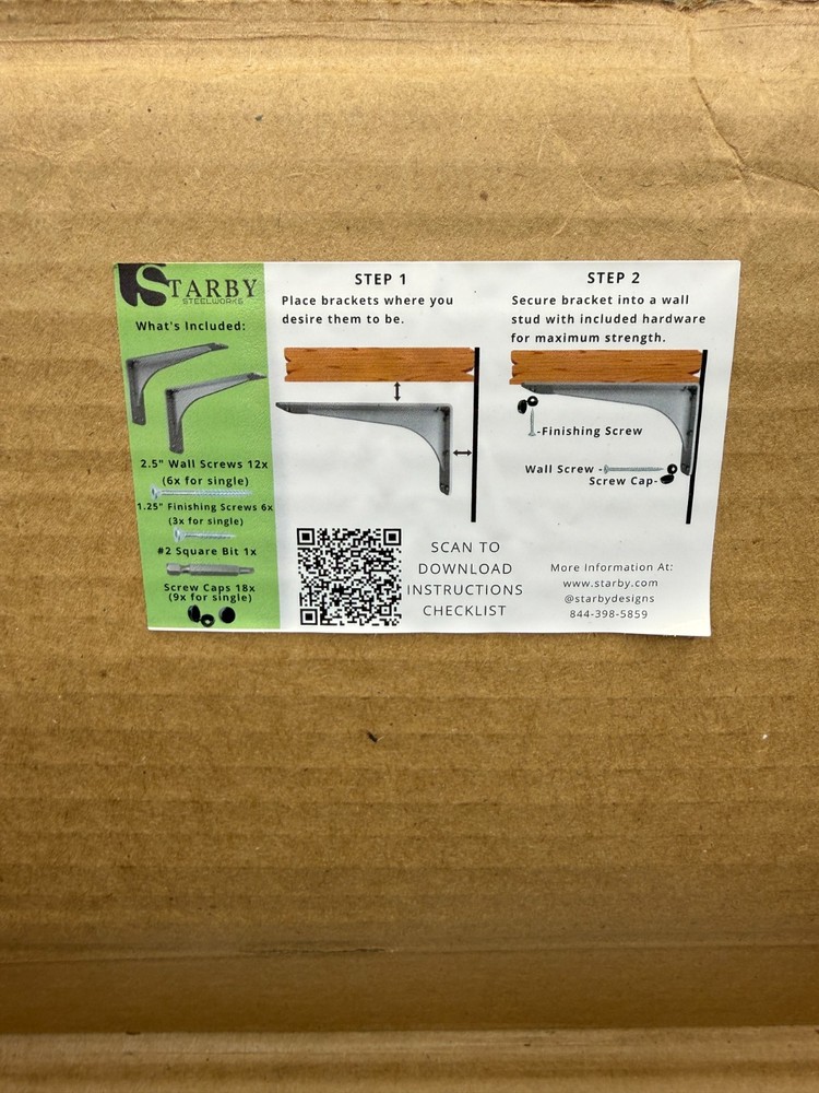 Starby 13" Gladiator Series Granite Brackets 2 pack 500 lb Capacity
