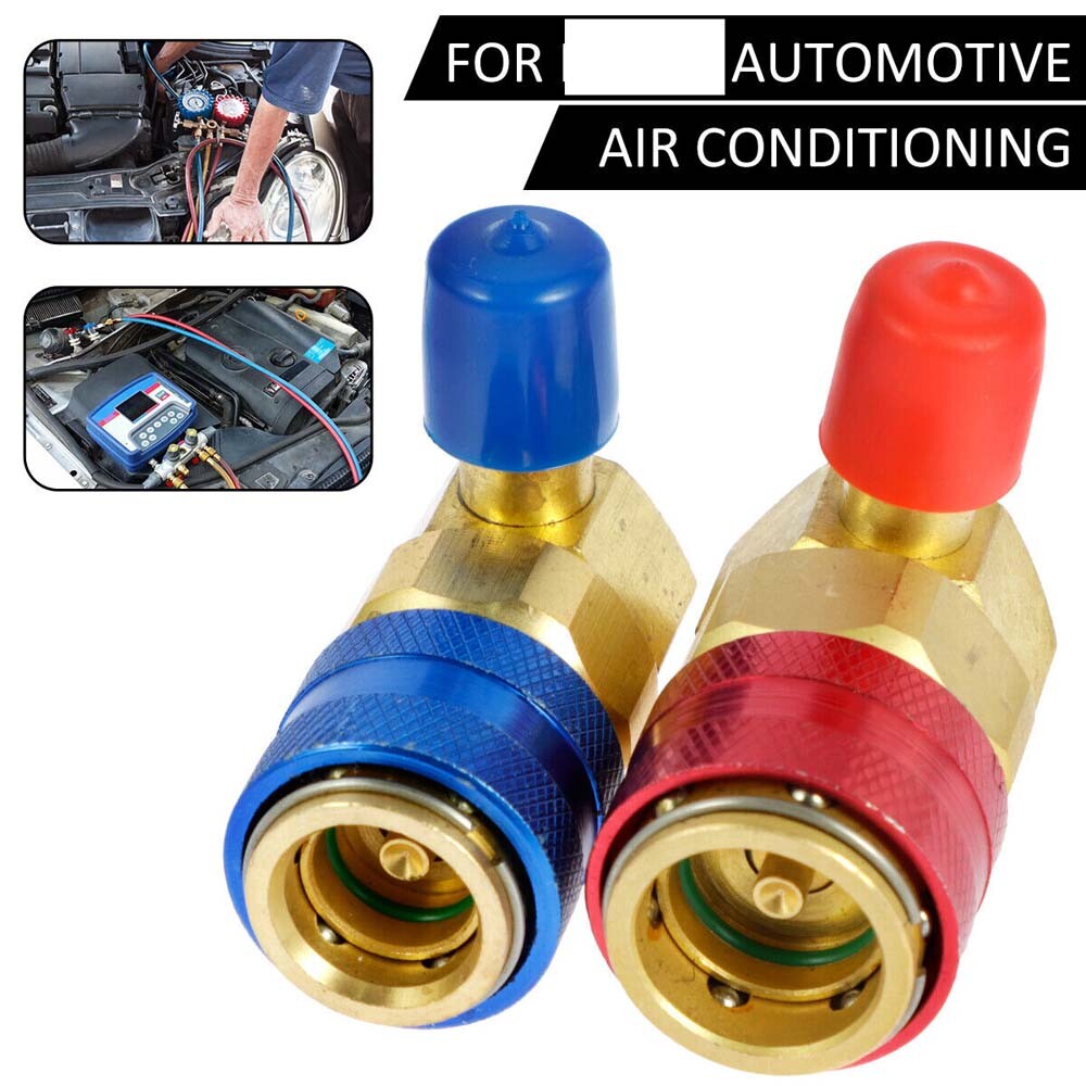2Pc High Low HVAC AC Quick Coupler Adapter Fitting Manifold Gauge Conversion Kit