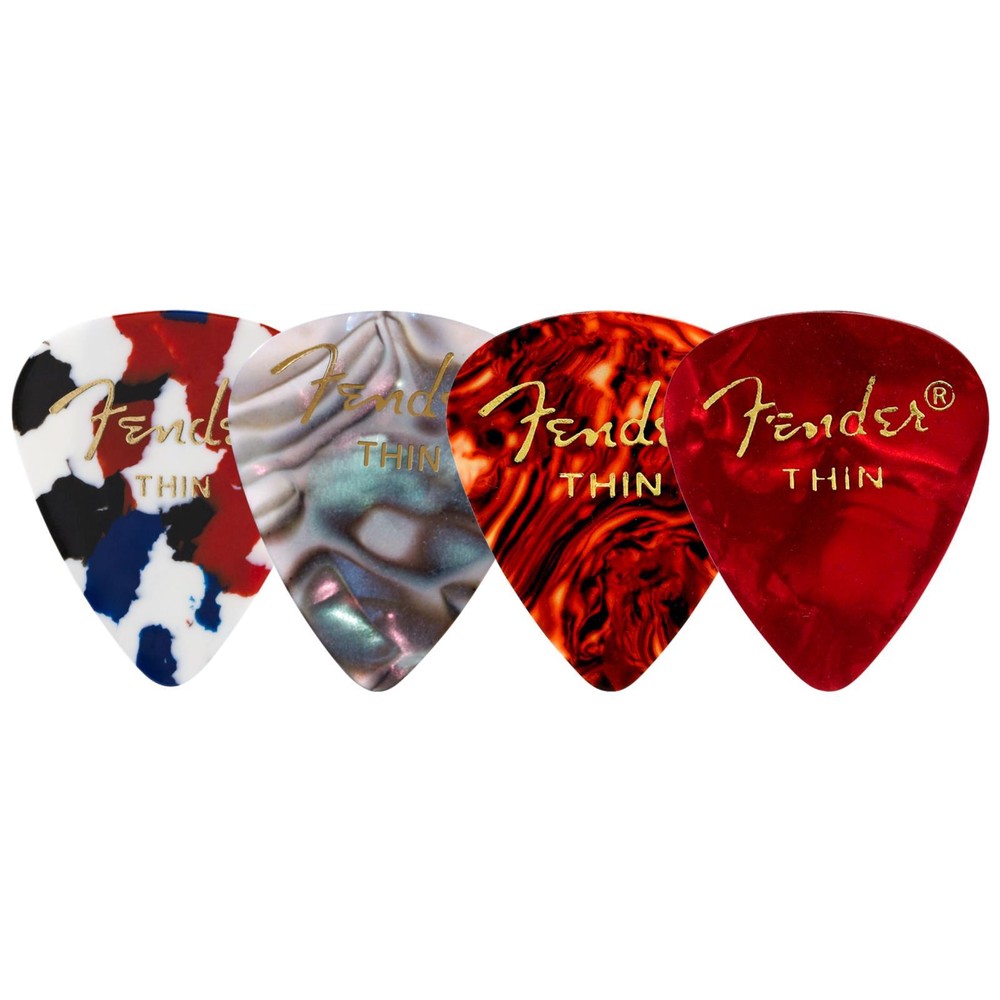 Fender Celluloid Medley 351 Shape Guitar Picks, Thin, 12-Pack