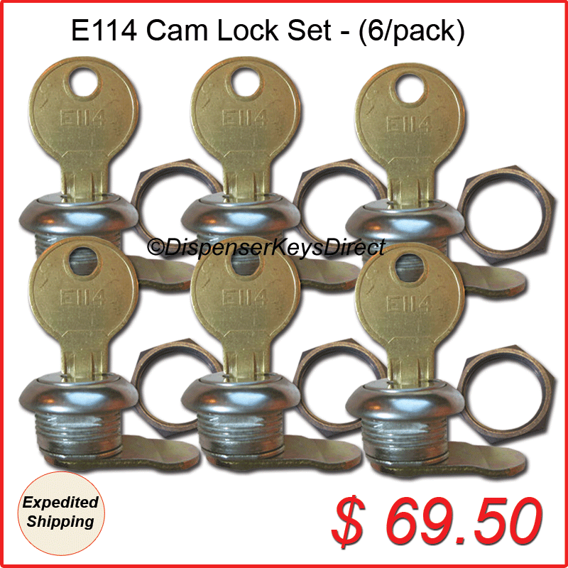 ASI - E114 Cam Lock Set "#L-001" - (6/pack.)