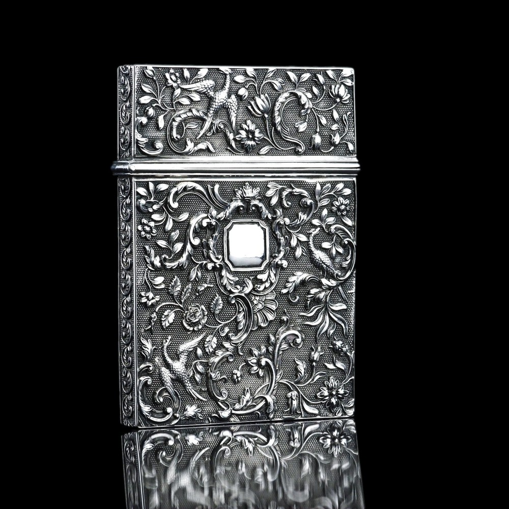 Antique Georgian Solid Silver Card Case with Gorgeous Decorations - Willmore 183