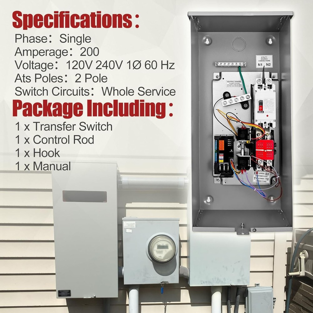 200A Single Phase ATS for Generac RXSW200A3 Replacement
