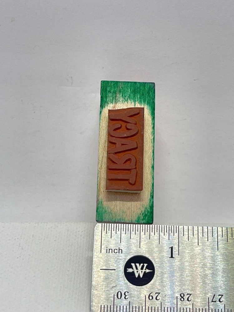 Unbranded Wood Mount Rubber Stamp "Tracy"