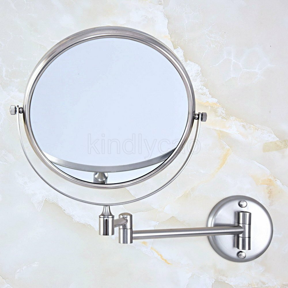 Brushed Nickel 3X Magnifying Makeup Mirror Wall Mounted Double Sided Mirror