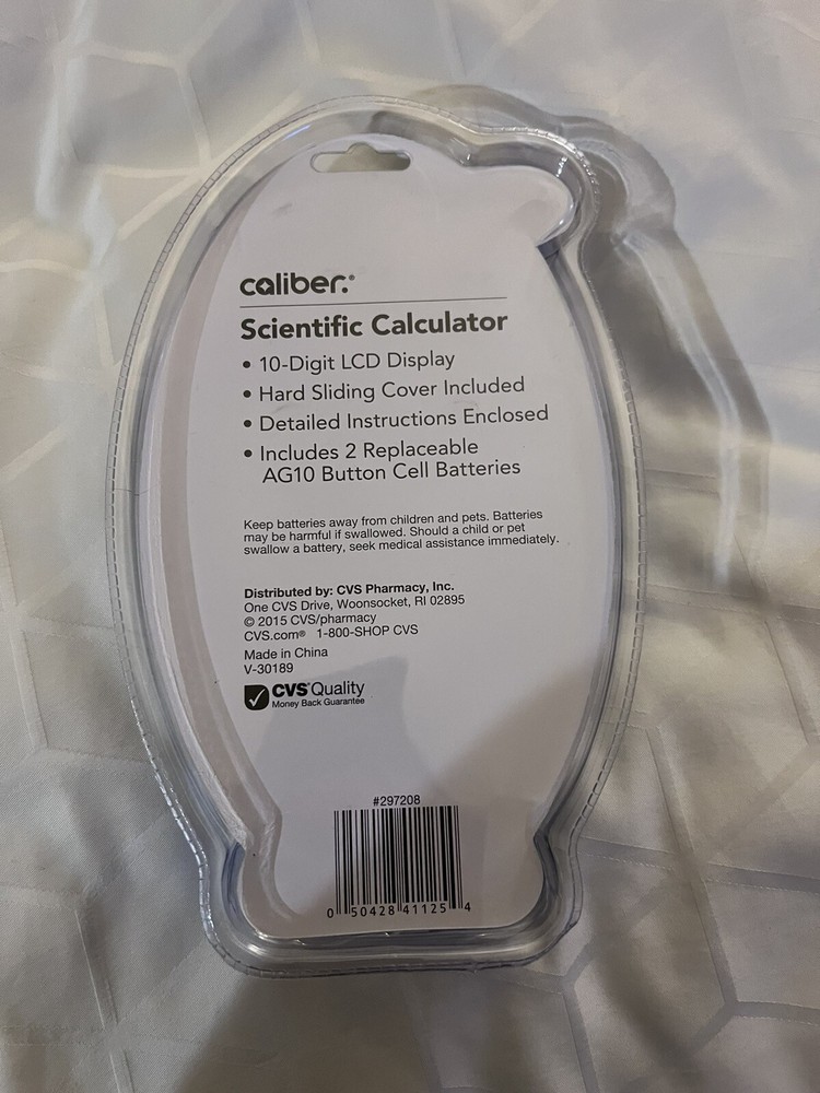 Caliber Scientific Calculator 10-Digit Display 229 Functions Protective Cover