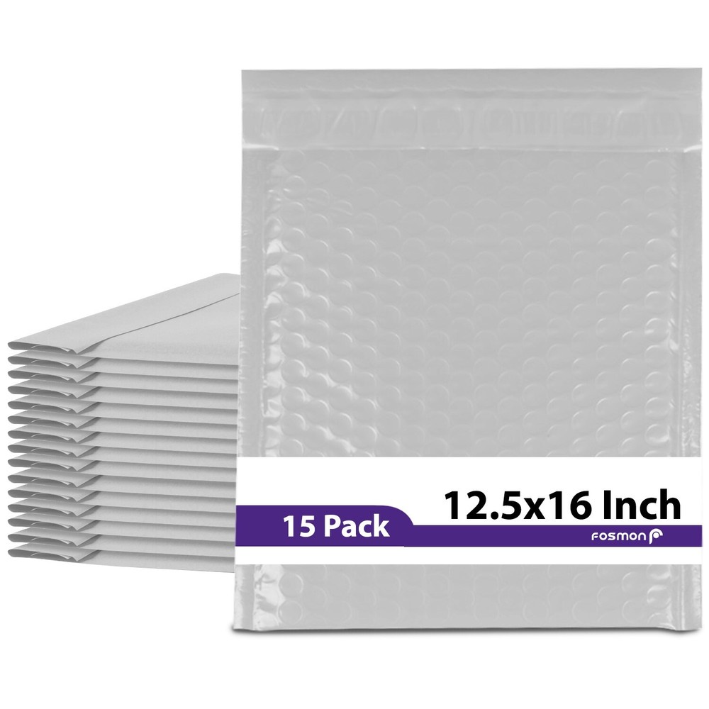 Fosmon [15 PACK] 12.5 x 16" (12 x 15" Usable size) Soft Shell Poly Bubble Mailer