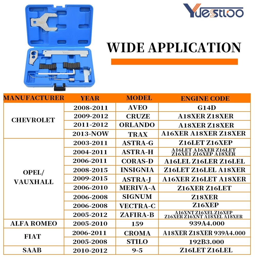 9PCS Engine Camshaft Alignment Locking Timing Tool Kit with Water 9 Pcs Set