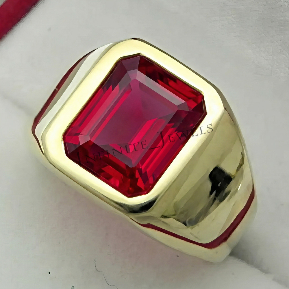 Solid 925 Sterling Silver With Ruby Gemstone Handmade Ring for Men's All Size