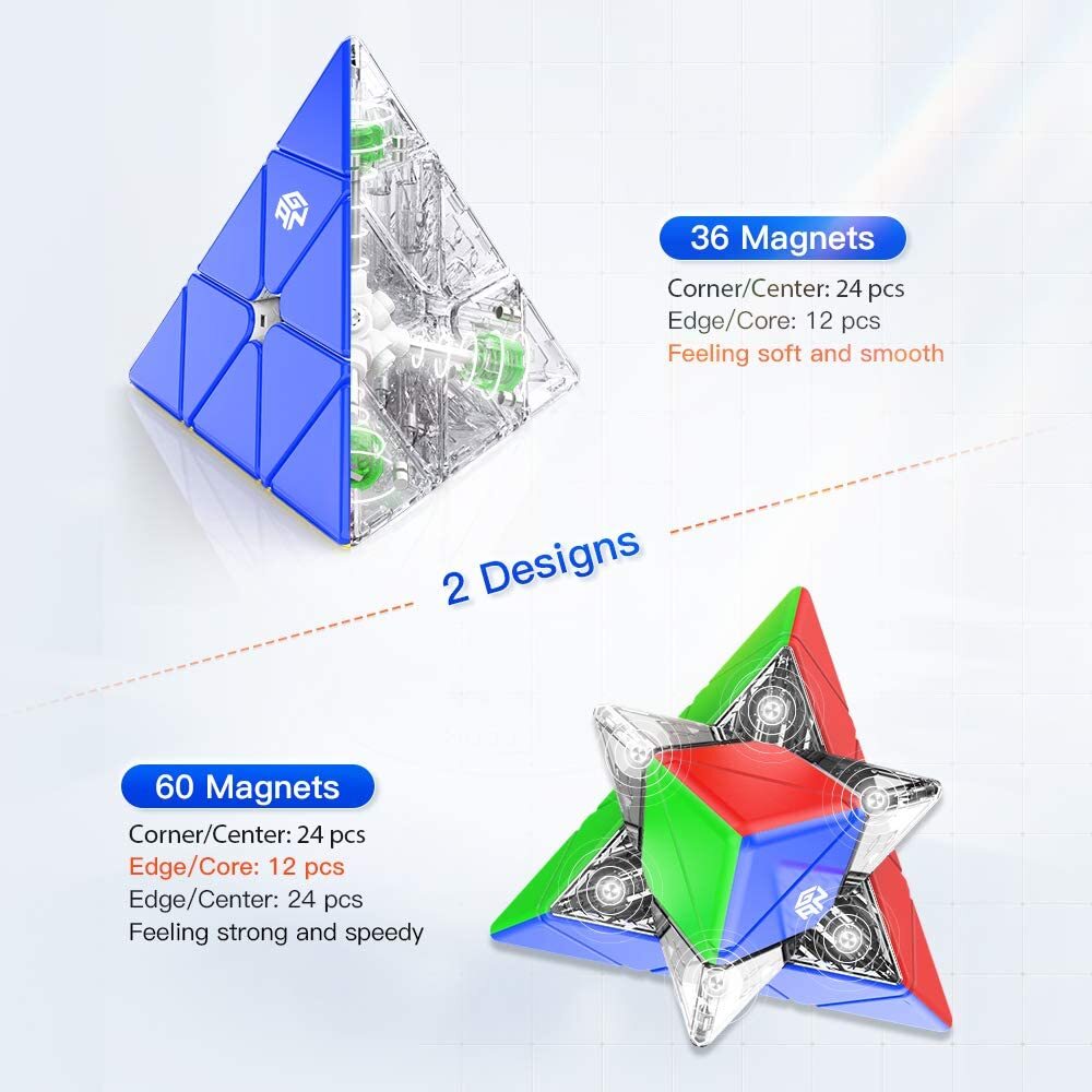 GAN Pyraminx 36 Magnets, Speed Magnetic Pyramid Puzzle Stickerless Triangle Cube